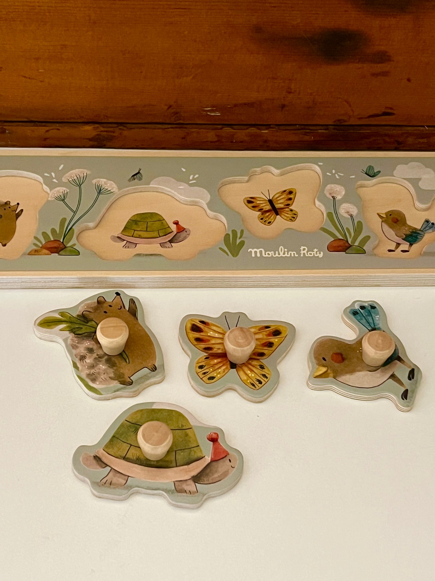 Puzzle, Baby - Wooden TROIS PETITS LAPINS, 4 peg-pieces