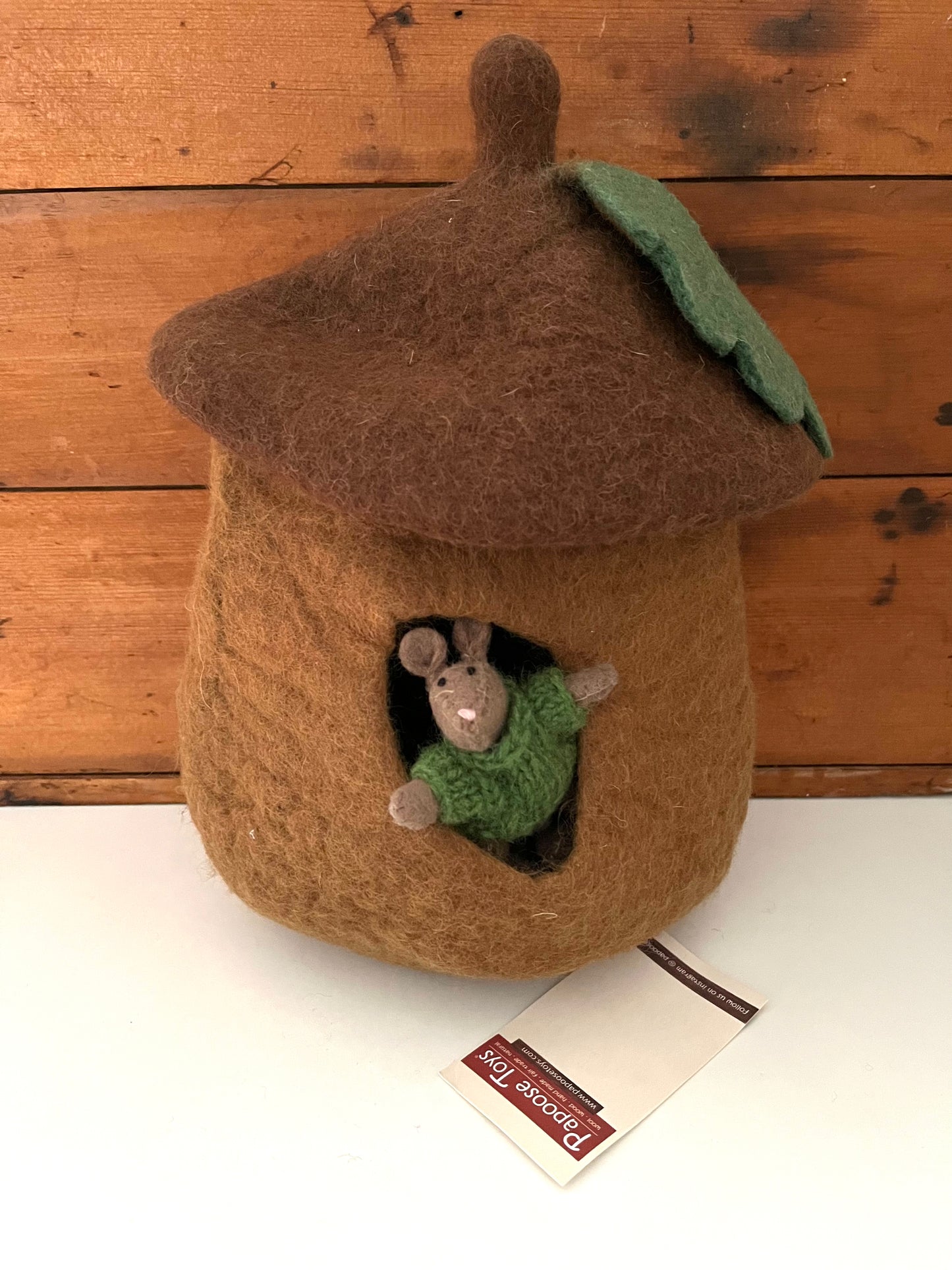 Dollhouse Play - Felted Wool ACORN FAIRY HOUSE, and Felted SQUIRREL!
