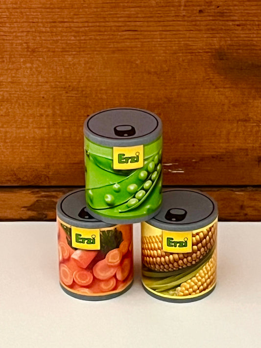Kitchen Play Food - VEGGIES in TINS, 3 different vegetables!