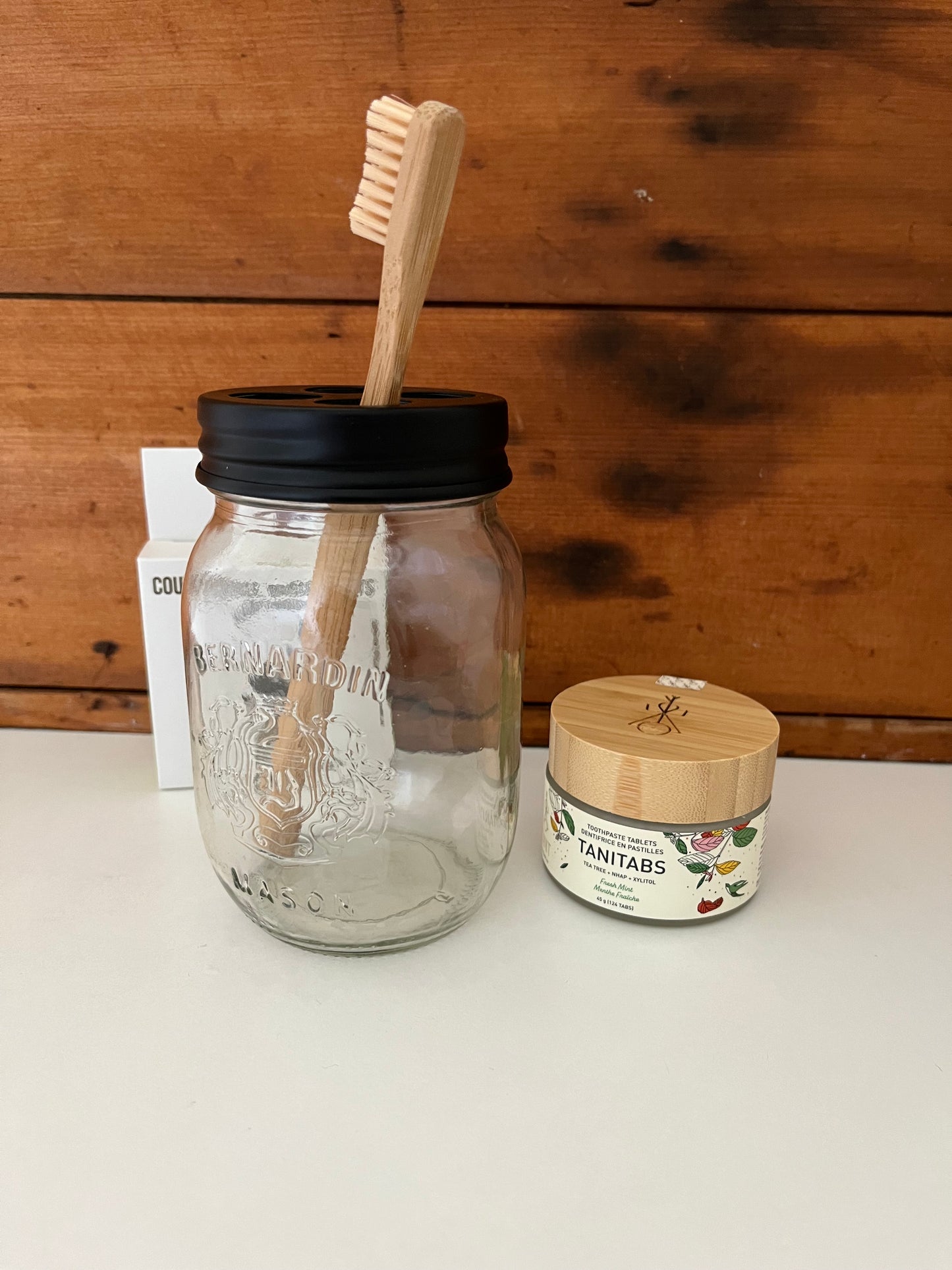 Eco-Home Product - TOOTHBRUSH LID for Mason Jar, re-usable!