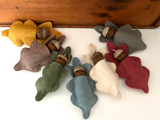 Wool Felted Doll - ACORN BABY in soft EARTH COLOURS!