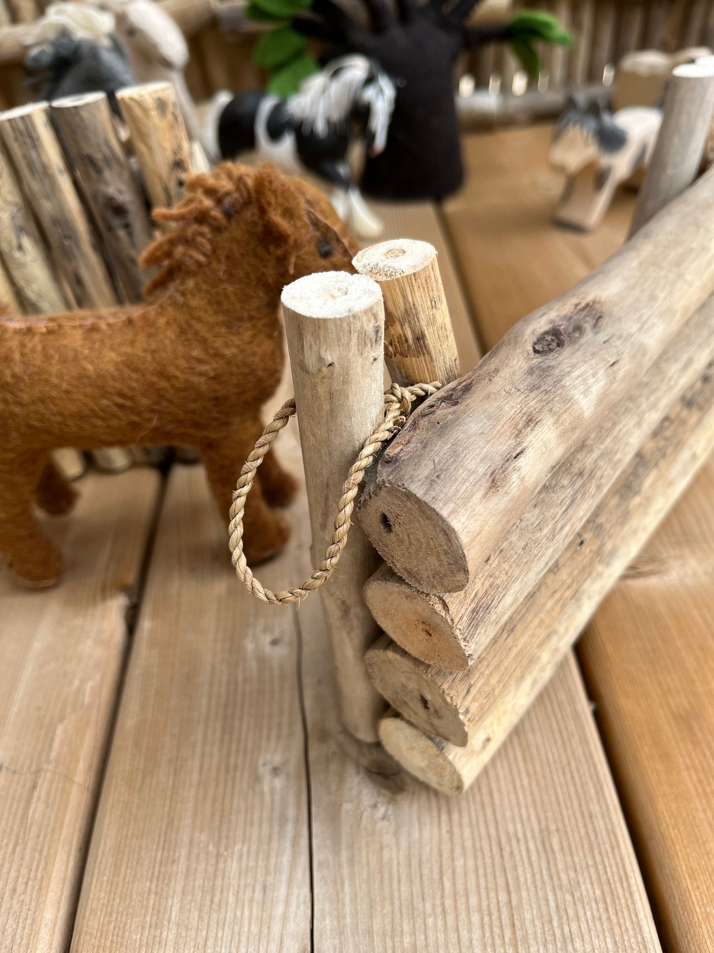 Wooden Dollhouse Play - BARNYARD FENCE Set, 10 sections!