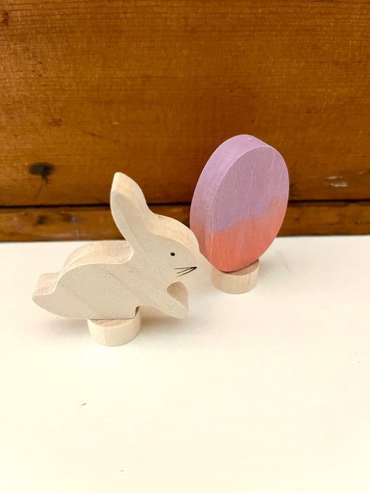 Wooden Deco by Grimm’s - EASTER BUNNY and EGG Set, both pieces!