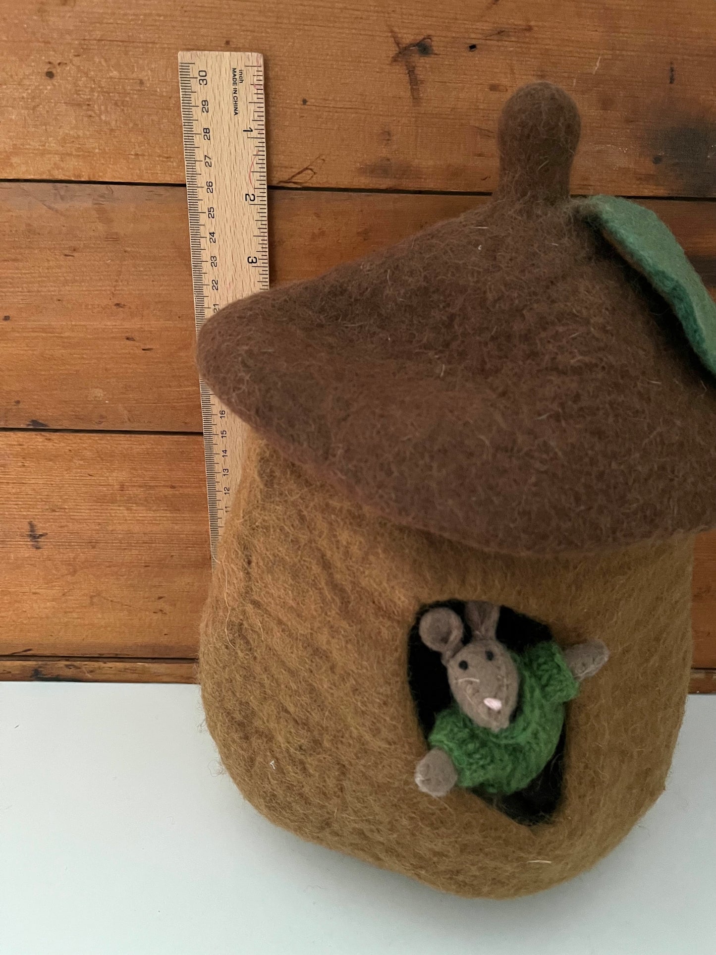 Dollhouse Play - Felted Wool ACORN FAIRY HOUSE, and Felted SQUIRREL!