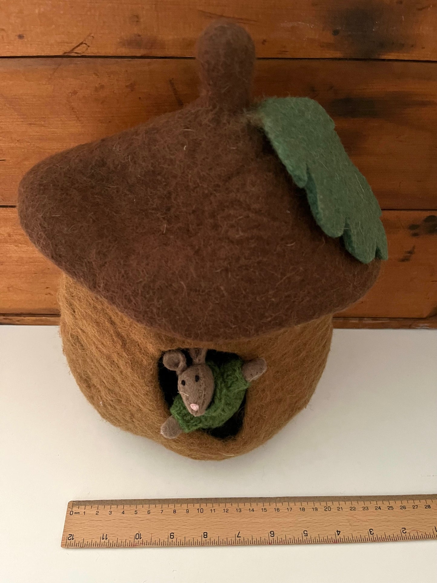 Dollhouse Play - Felted Wool ACORN FAIRY HOUSE, and Felted SQUIRREL!