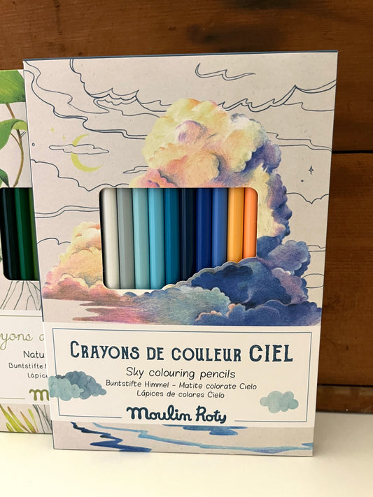 Colouring Pencils, Art - 12 SKY COLOURING PENCILS, with 3 colouring cards