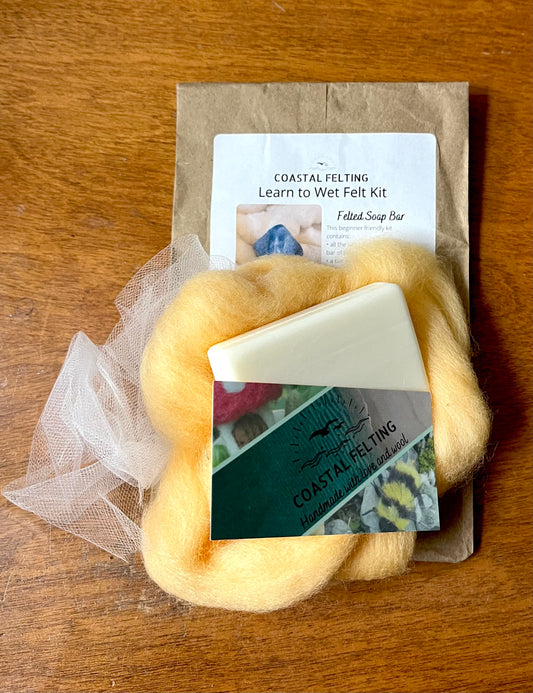 Coastal Felting LEARN TO WET FELT KIT, create a FELTED WOOL SOAP BAR