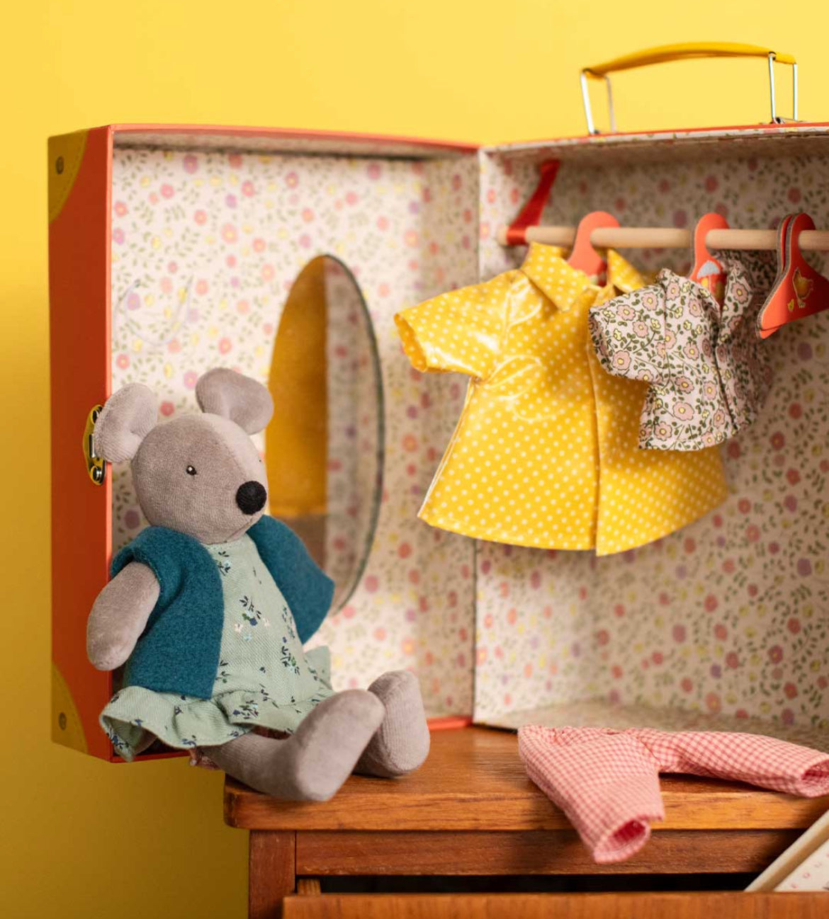 Soft Rag Doll - MOUSE DOLL with CLOTHES and CARRYING CASE