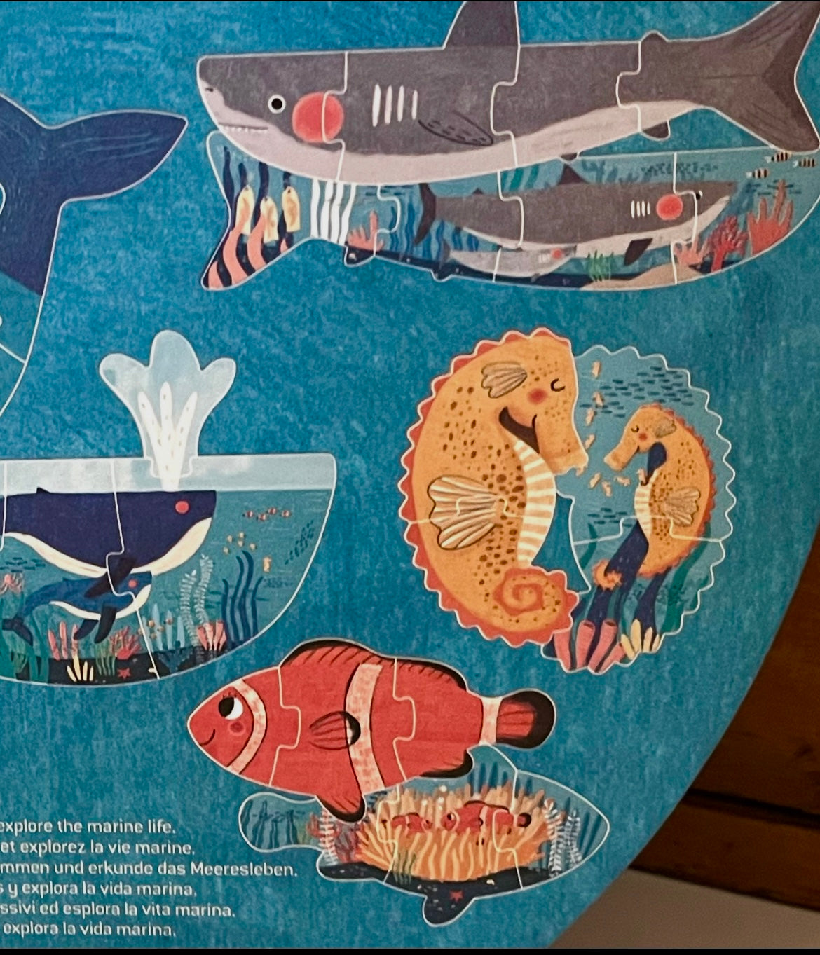 Educational Puzzle - BLUE🐳(WHALE), 7 little reversible puzzles!