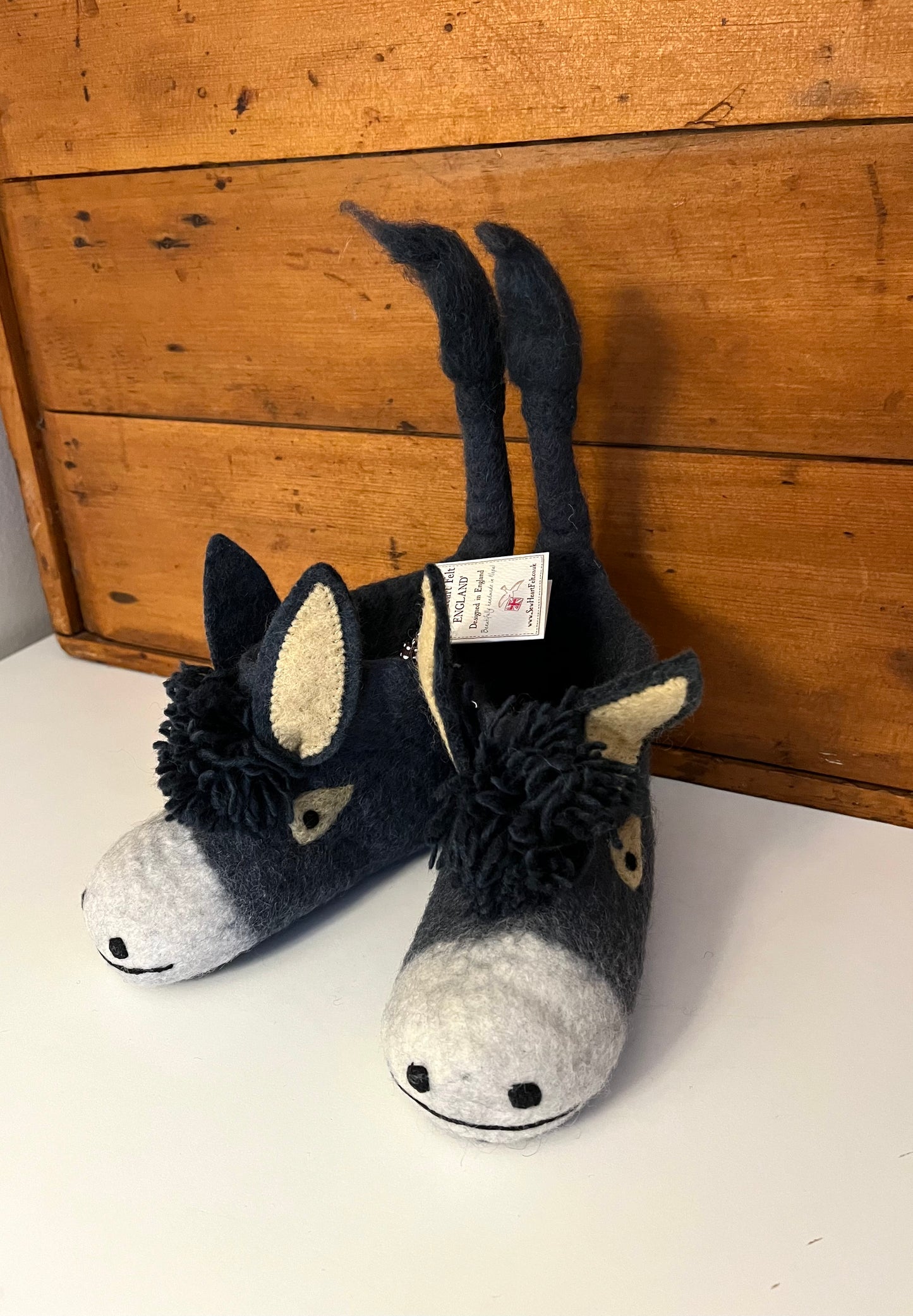 Children’s Wool Felt SLIPPERS - DARCY DONKEY, 5 sizes