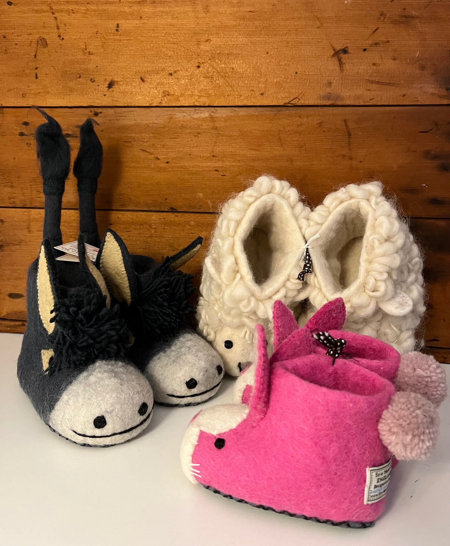 Children’s Wool Felt SLIPPERS - DARCY DONKEY, 5 sizes