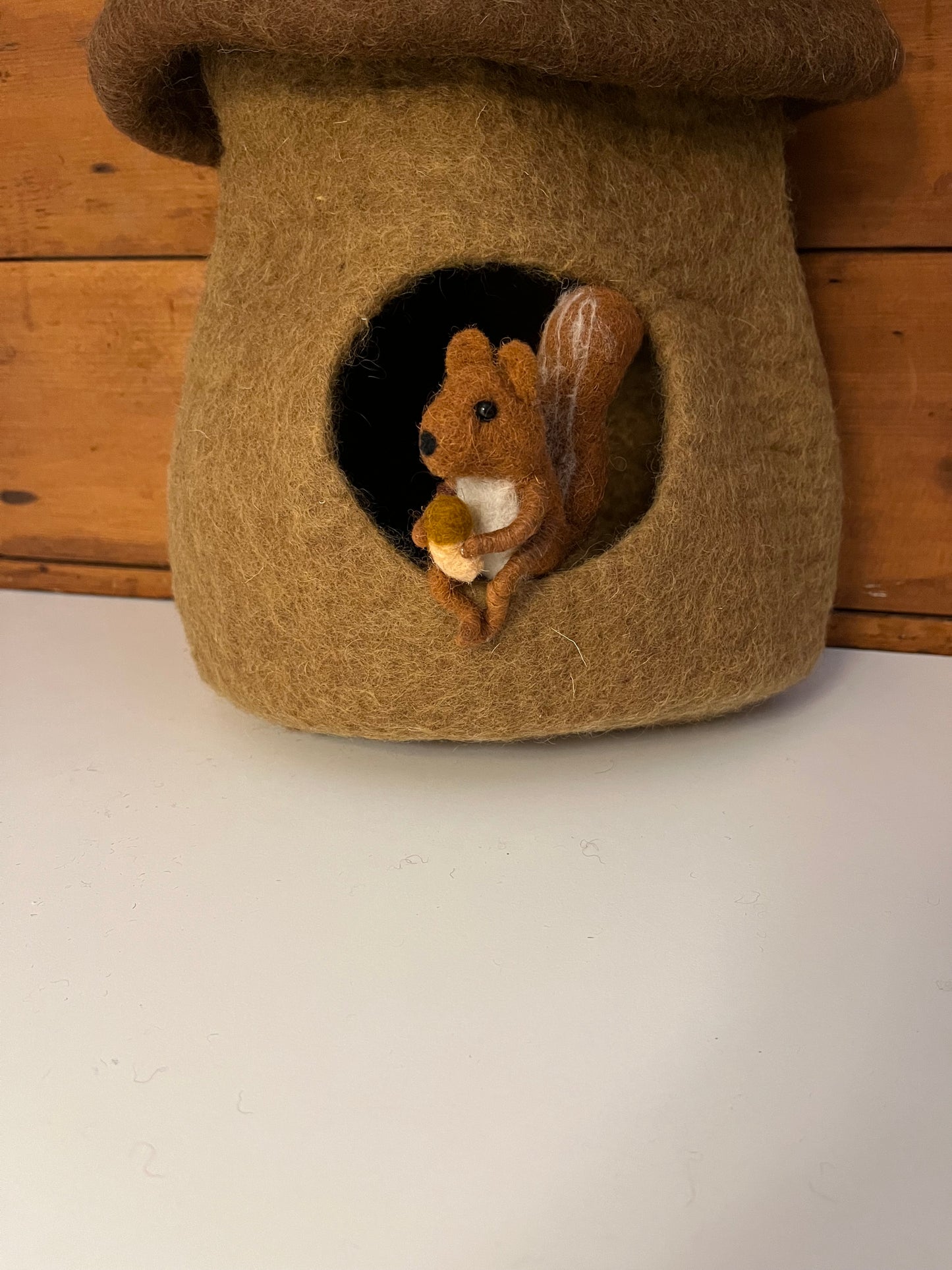 Dollhouse Play - Felted Wool ACORN FAIRY HOUSE, and Felted SQUIRREL!