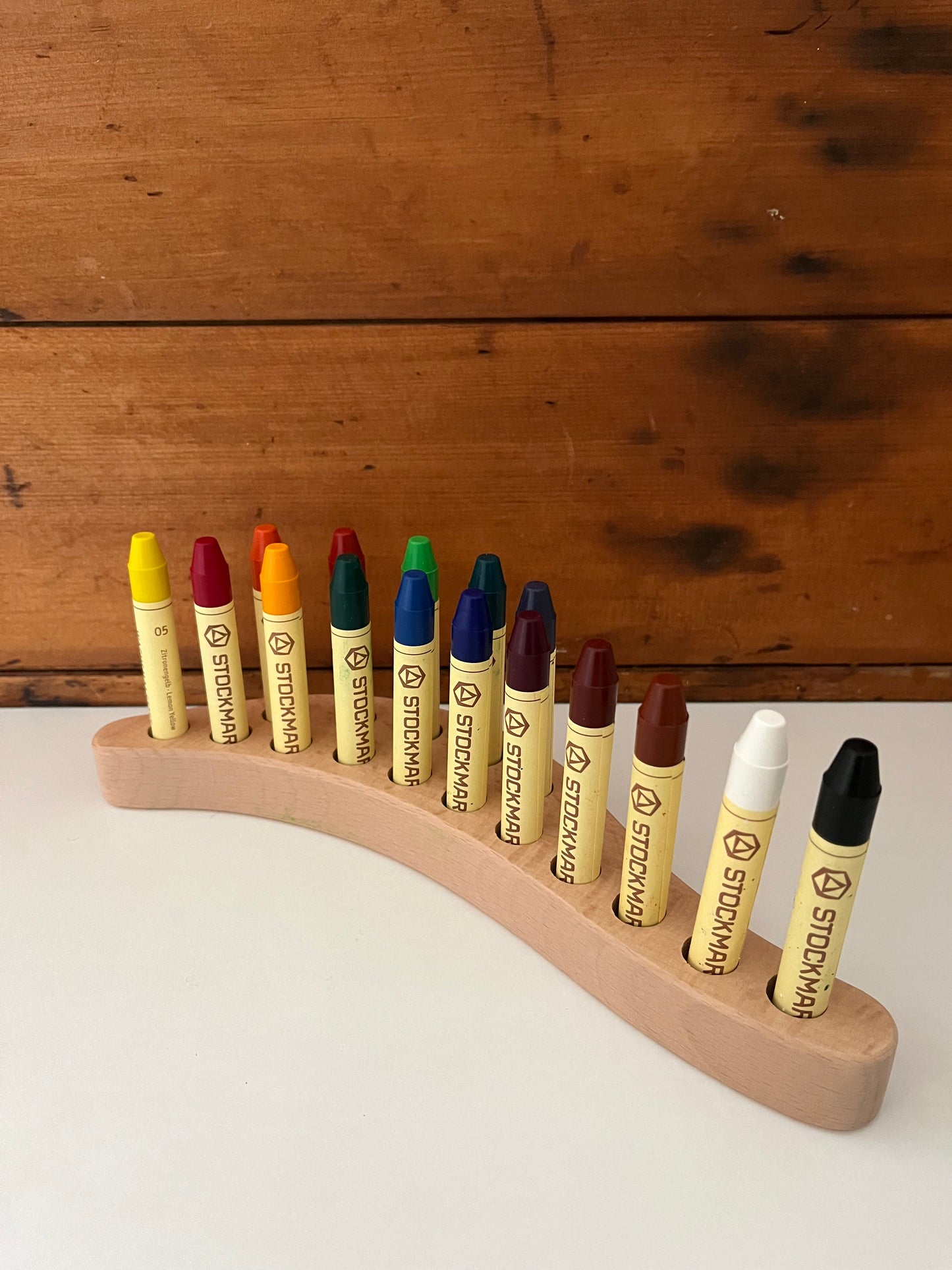 Wooden BEESWAX CRAYON HOLDER, for 16 crayons, 2 choices: 16 BLOCK Crayons OR, 16 STICK Crayons- Art