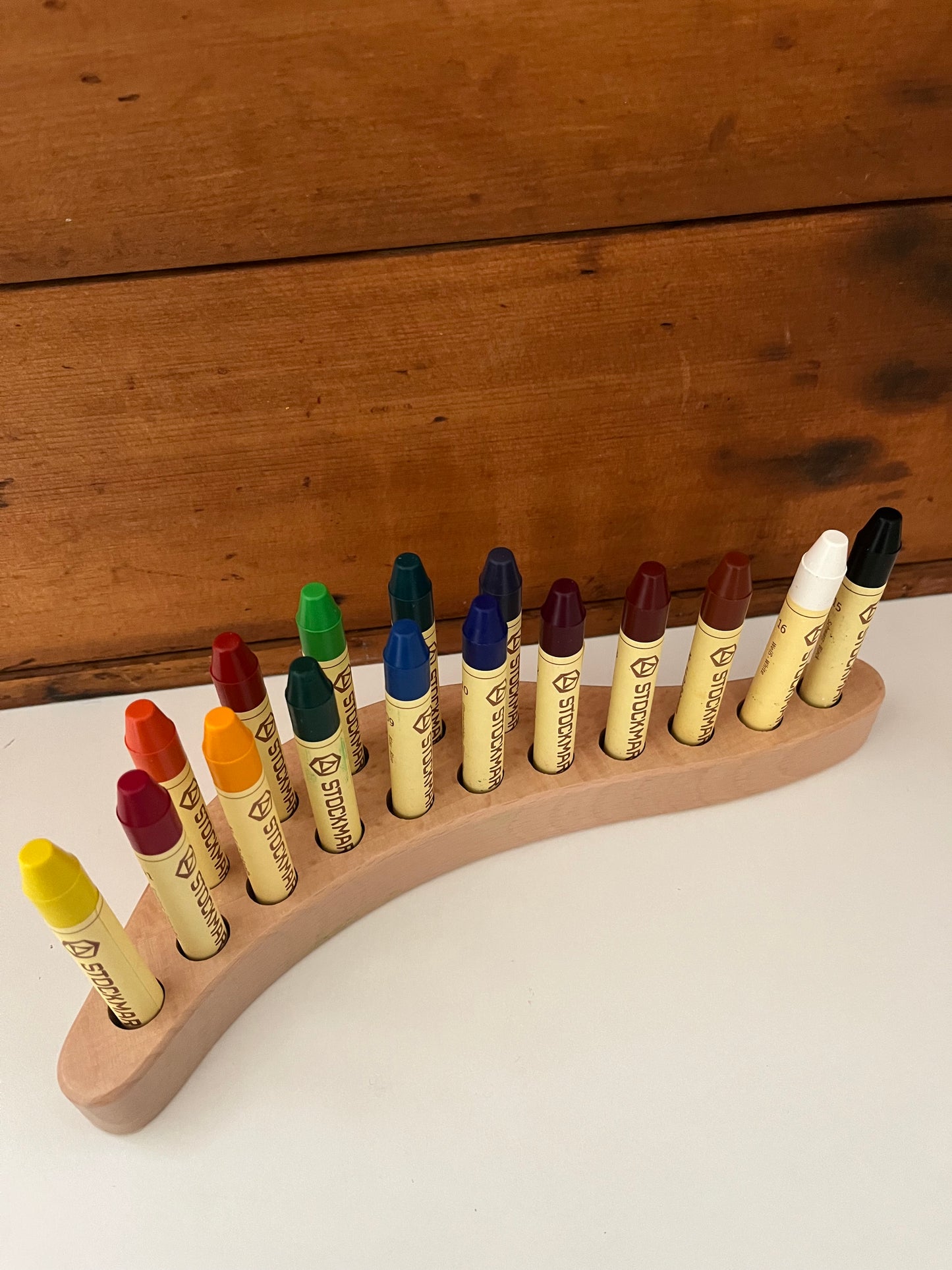 Wooden BEESWAX CRAYON HOLDER, for 16 crayons, 2 choices: 16 BLOCK Crayons OR, 16 STICK Crayons- Art