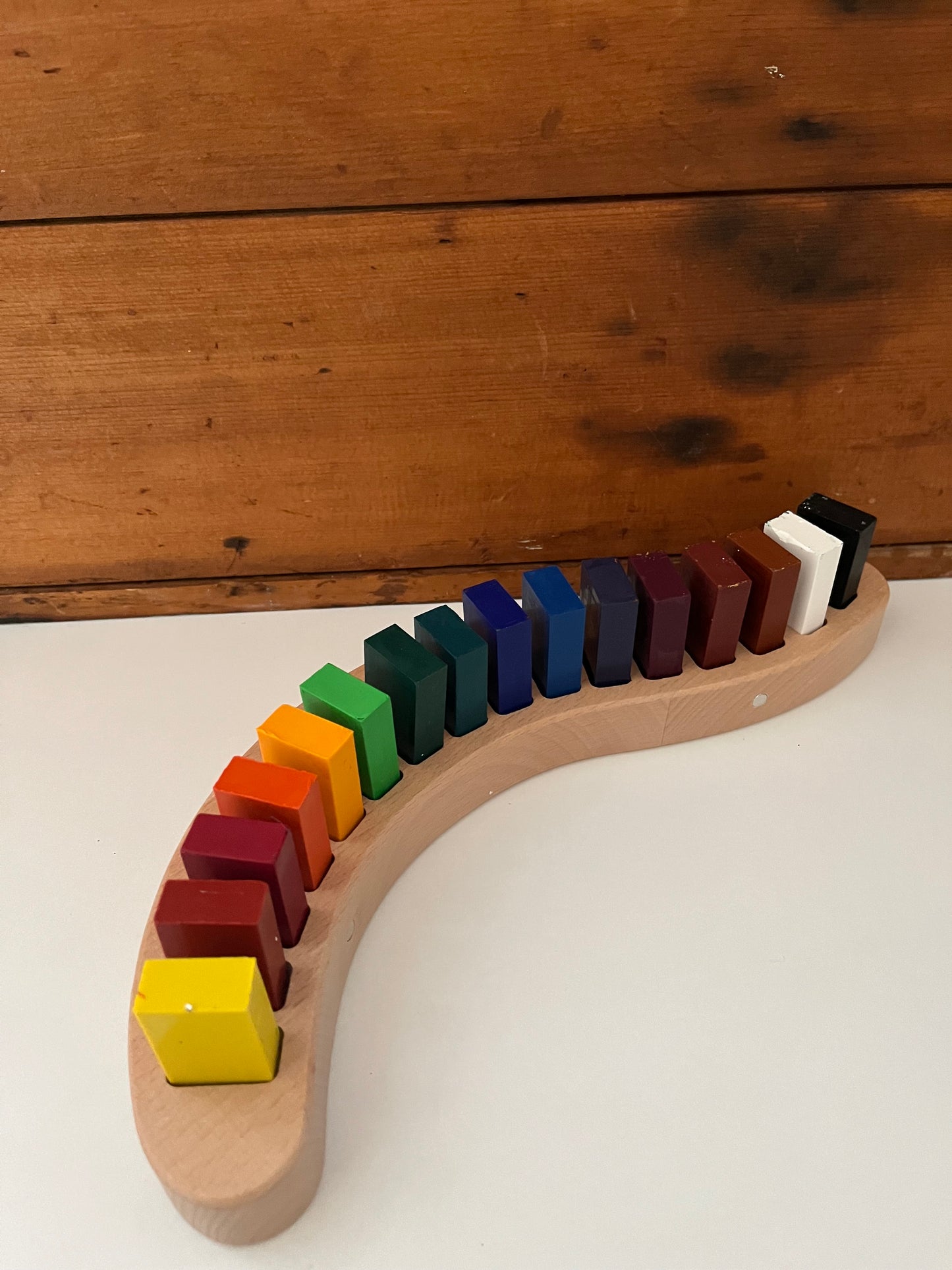 Wooden BEESWAX CRAYON HOLDER, for 16 crayons, 2 choices: 16 BLOCK Crayons OR, 16 STICK Crayons- Art