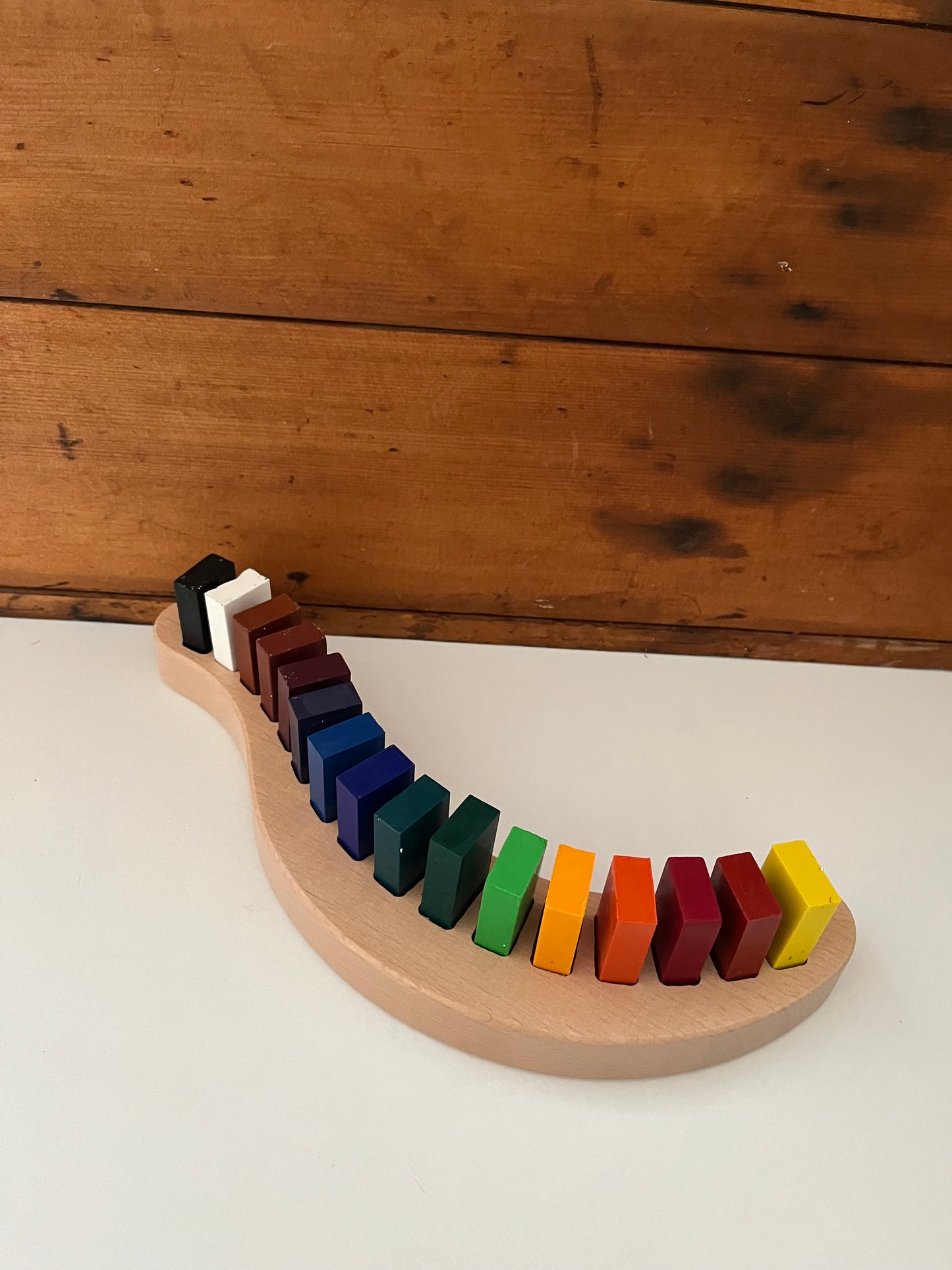 Wooden BEESWAX CRAYON HOLDER, for 16 crayons, 2 choices: 16 BLOCK Crayons OR, 16 STICK Crayons- Art
