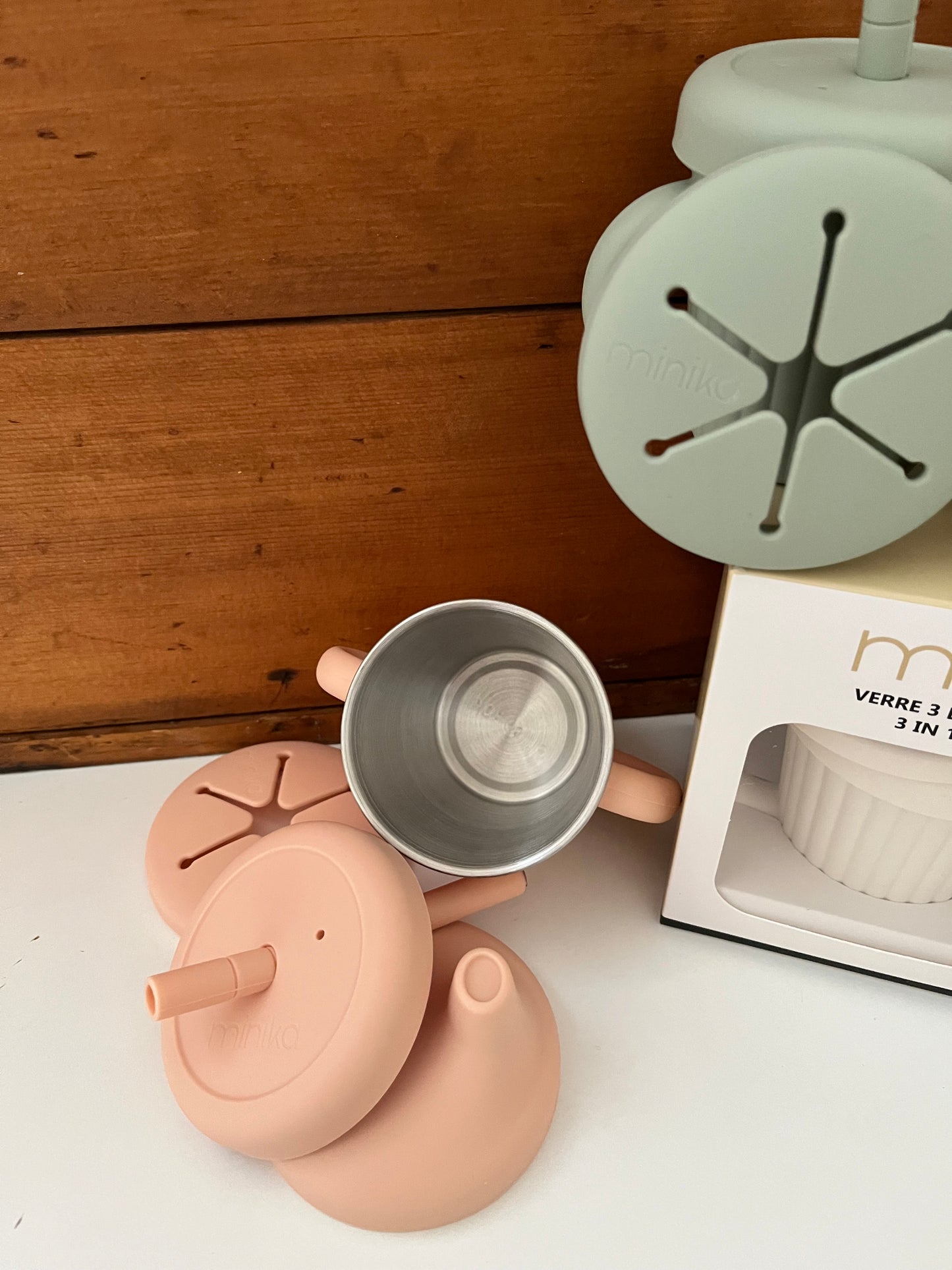 Baby Gear - Minika STAINLESS STEEL CUP with 3 different Silicone LIDS!