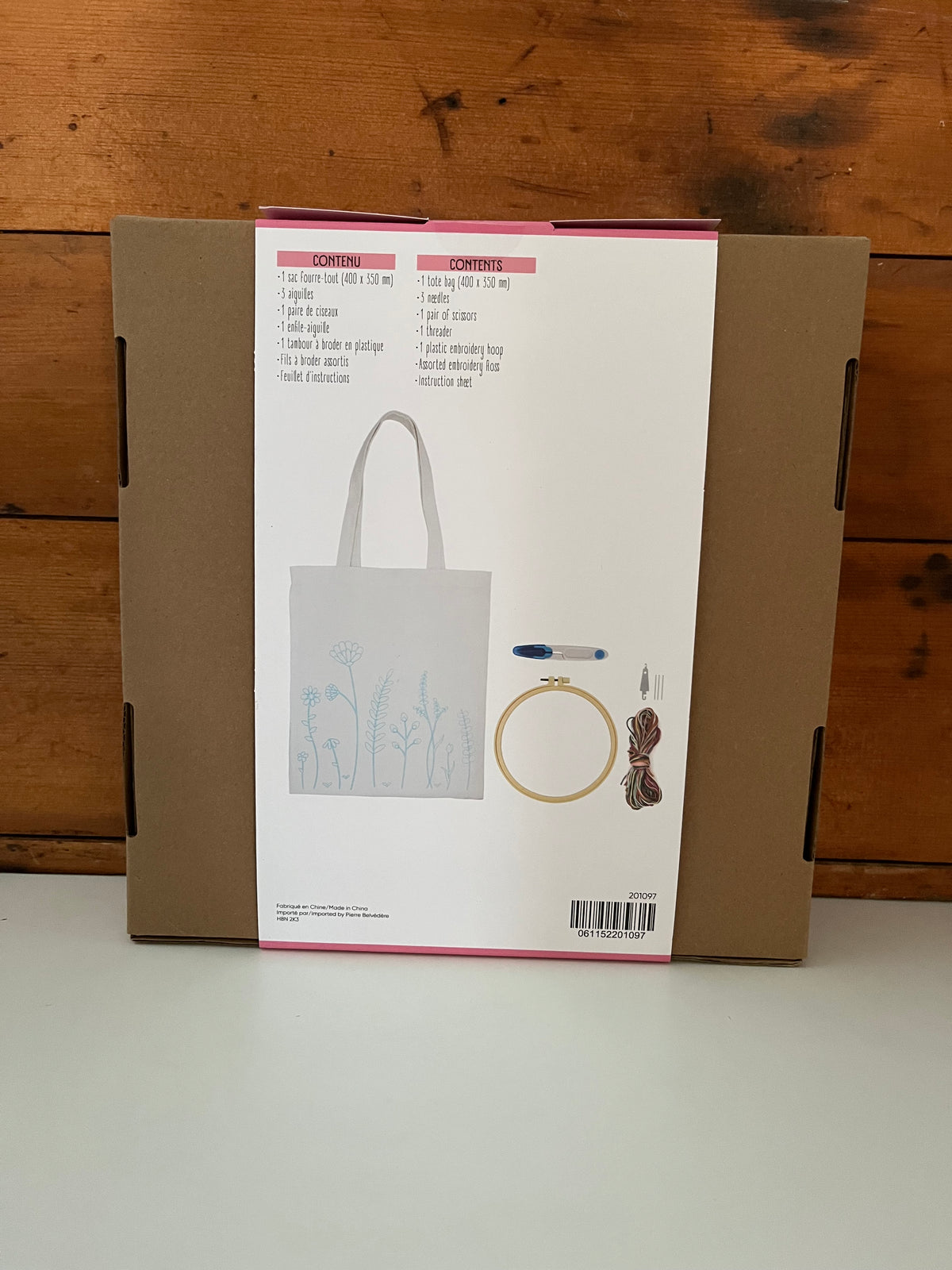 Embroidery Kit - COTTON TOTE BAG, Meadow Flowers Embroidery Art Kit