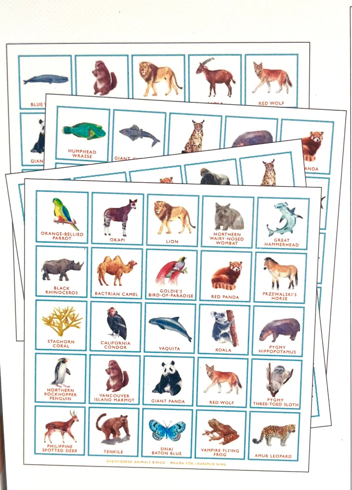 Memory Board Game - ENDANGERED ANIMALS BINGO