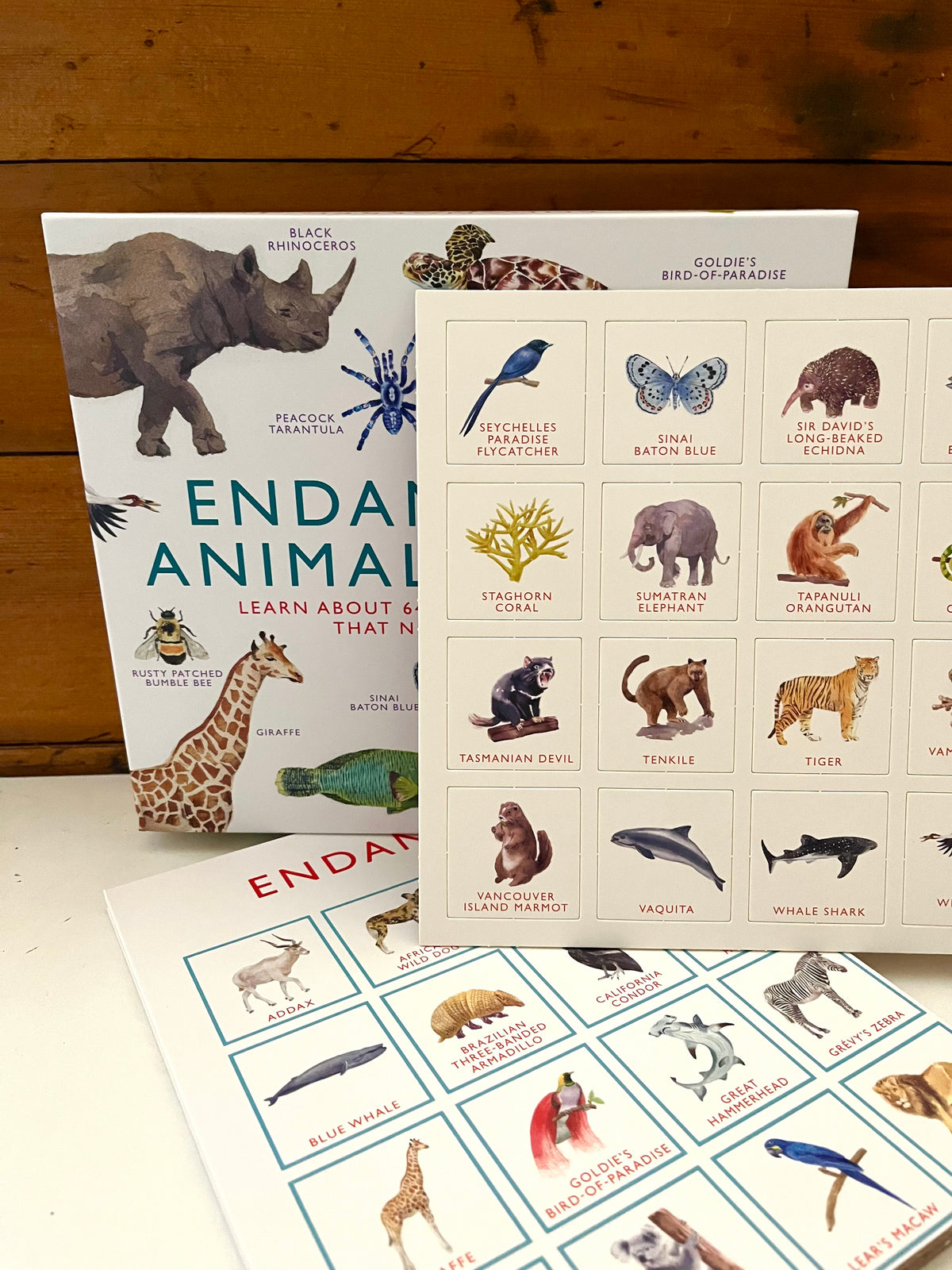 Memory Board Game - ENDANGERED ANIMALS BINGO