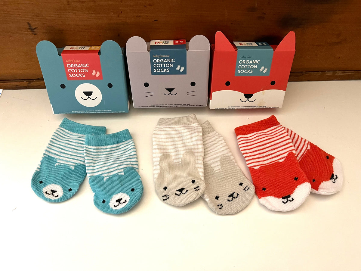 Baby Gear - BABY SOCKS, all organic cotton, 3 cute choices!