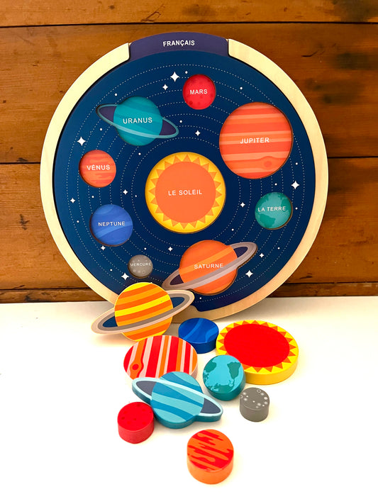 Wooden Puzzle - SOLAR SYSTEM, multi-language PLANETS