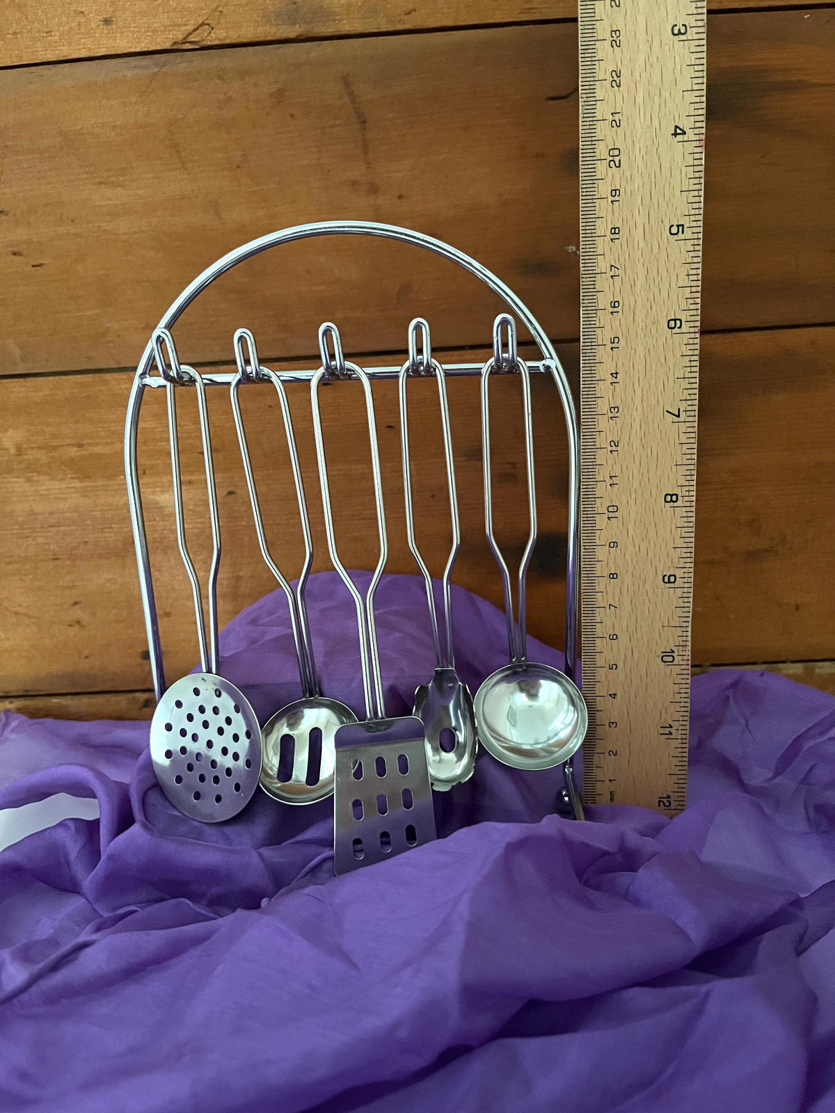 Kitchen STEEL UTENSILS, 5 utensils plus HOLDER