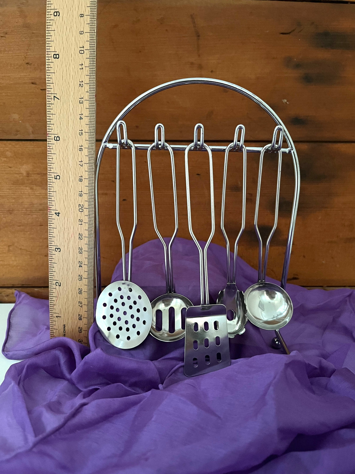 Kitchen STEEL UTENSILS, 5 utensils plus HOLDER