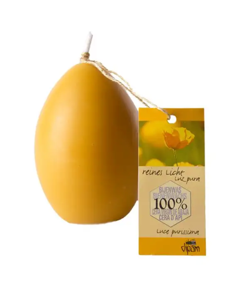 Beeswax Candle - Solid, pure beeswax EGG SHAPE
