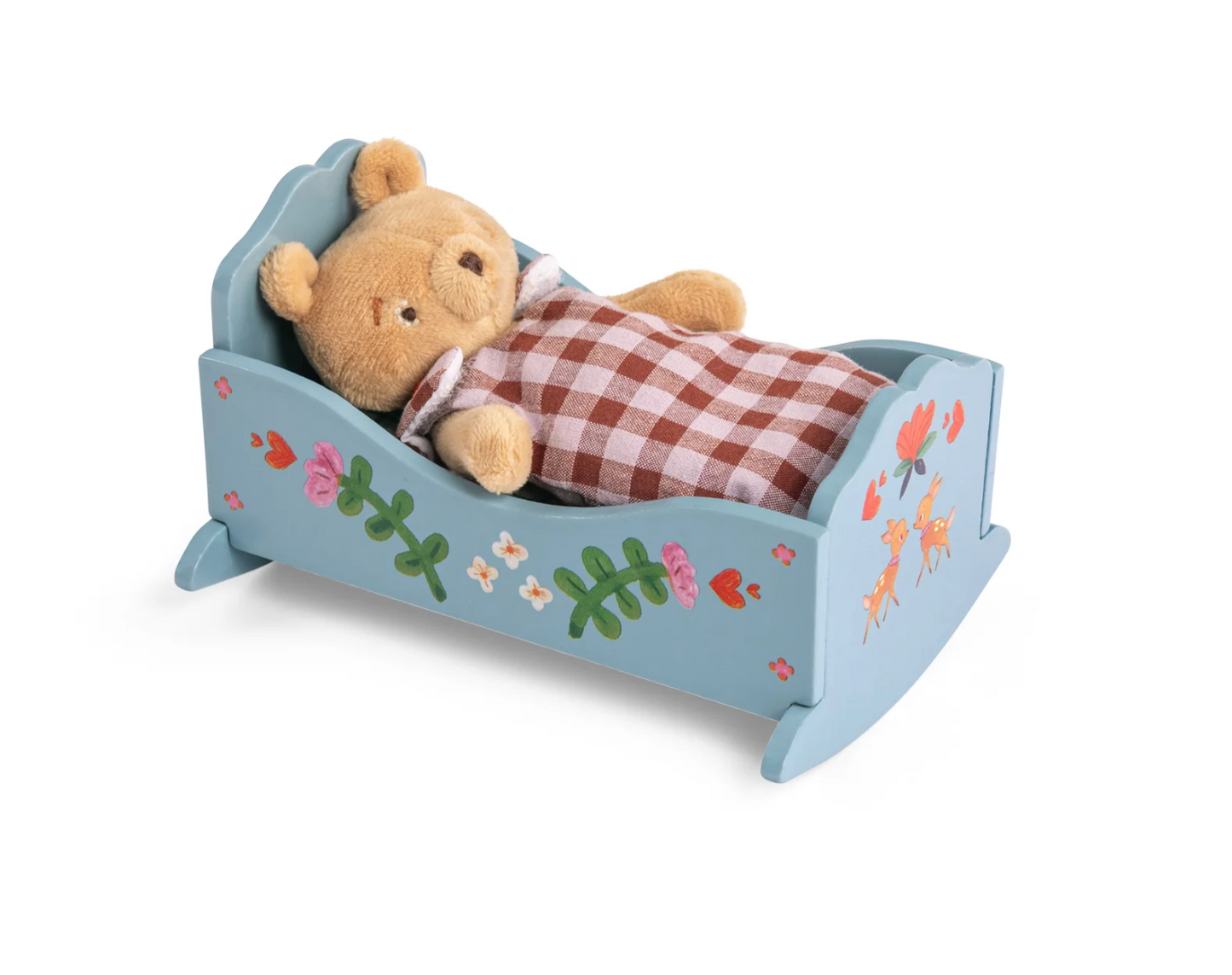 Doll Furniture - Les Minouchkas WOODEN CRADLE, with Mattress