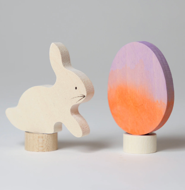 Wooden Deco by Grimm’s - EASTER BUNNY and EGG Set, both pieces!