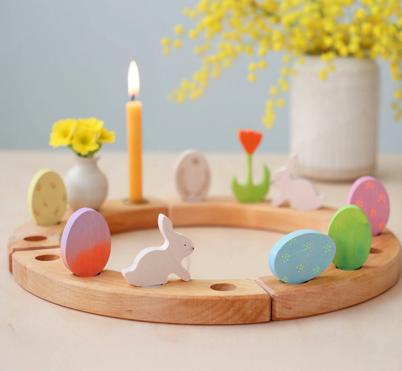 Wooden Deco by Grimm’s - EASTER BUNNY and EGG Set, both pieces!