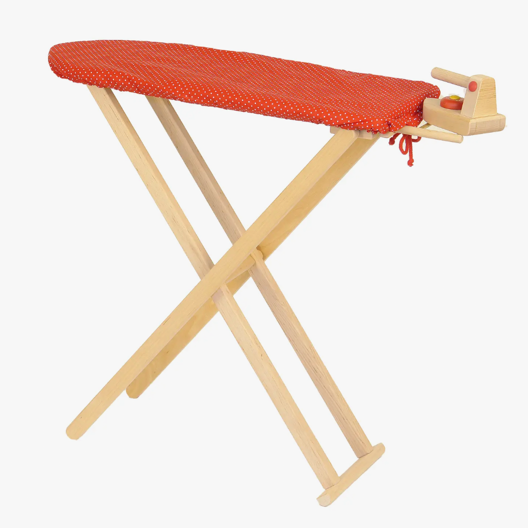 Child's WOODEN IRONING BOARD with WOODEN IRON, 3 pieces!