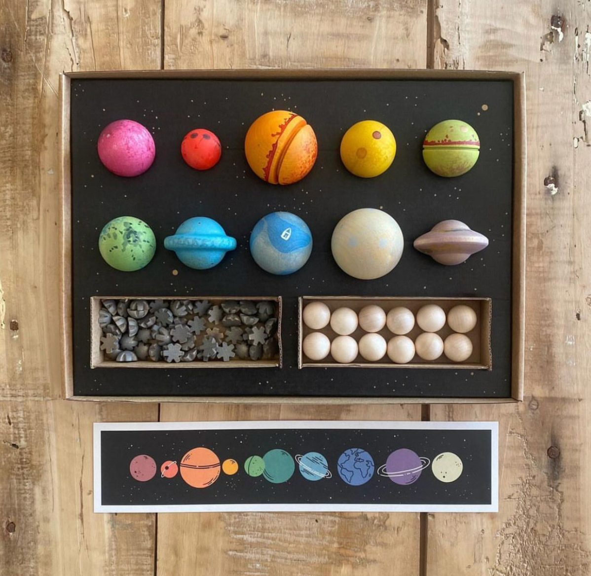 Wooden Toy - Grapat's DEAR UNIVERSE, 10 Big PLANETS and 35 Little STARS!