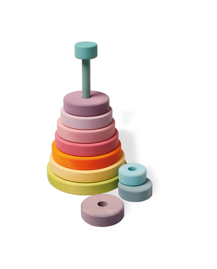 Wooden Toy, Baby - Grimm's PASTEL STACKING TOWER