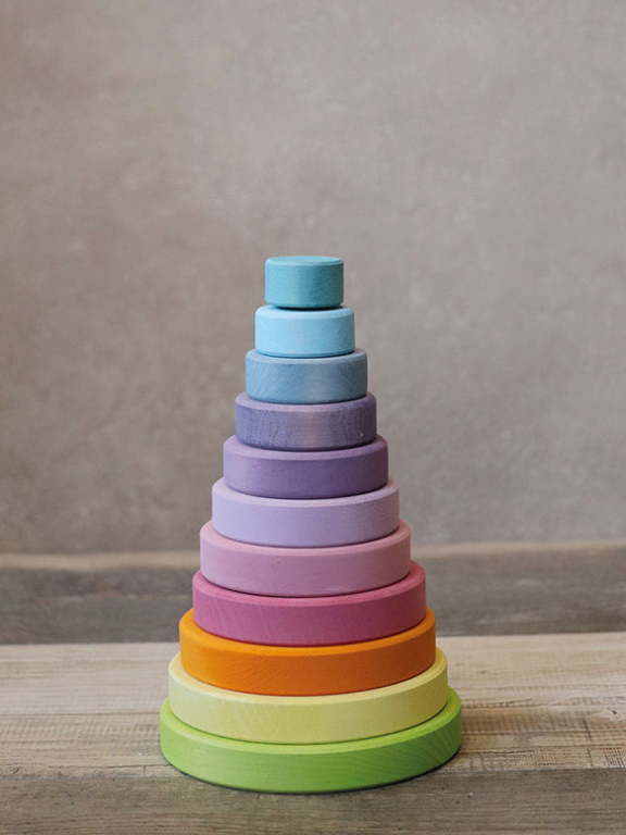 Wooden Toy, Baby - Grimm's PASTEL STACKING TOWER