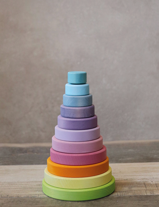 Wooden Toy, Baby - Grimm's PASTEL STACKING TOWER