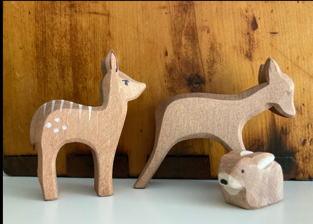 Wooden Dollhouse Play - DEER, LITTLE FAWN - Lying