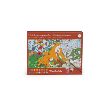 Art Activity Set - PAINT BY NUMBERS, IN THE GARDEN Scenes, 3 Paintings