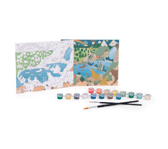 Art Activity Set - PAINT BY NUMBERS, EXPLORATION Scenes, 3 Paintings