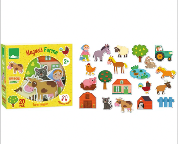 Wooden MAGNETS, "On the Farm", 20 magnets!