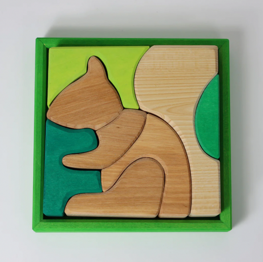 Wooden Puzzle Set - SQUIRREL, 8 large pieces