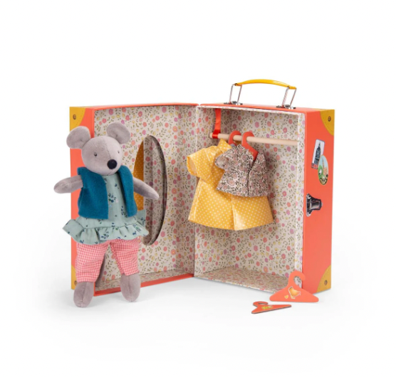 Soft Rag Doll - MOUSE DOLL with CLOTHES and CARRYING CASE