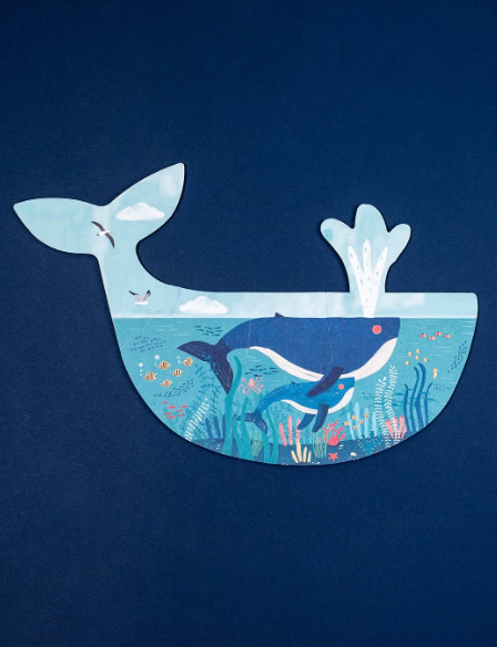 Educational Puzzle - BLUE🐳(WHALE), 7 little reversible puzzles!