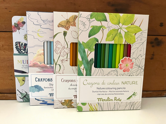 Colouring Pencils, Art - 12 NATURE COLOURS, with 3 colouring cards