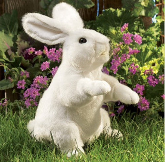 Soft Puppet Pet - Marionnette à main LAPIN BLANC debout (grande)