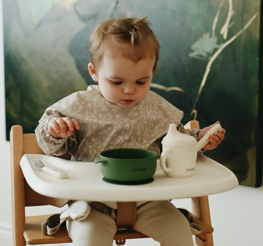 Baby Gear - Minika Best EATING BIB, with LONG SLEEVES, 2 print choices!
