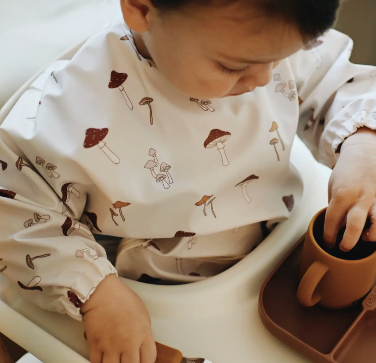 Baby Gear - Minika Best EATING BIB, with LONG SLEEVES, 2 print choices!