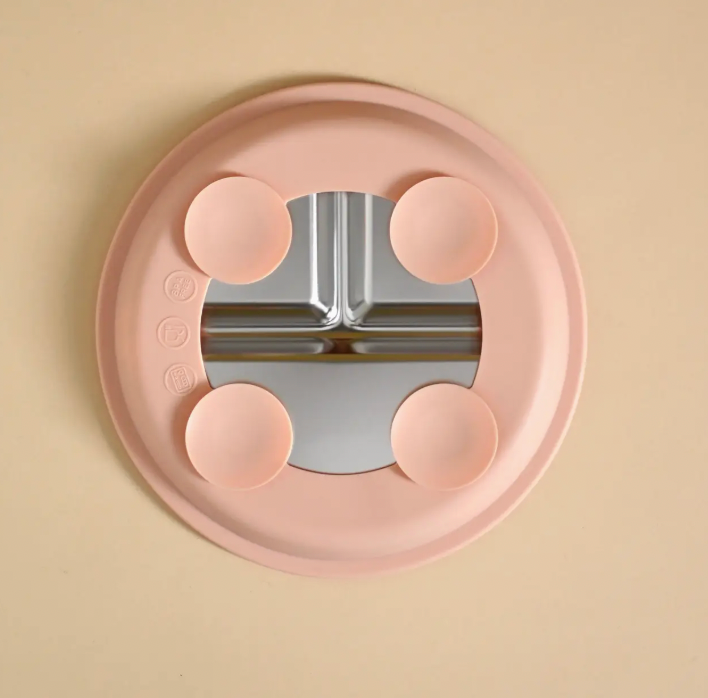 Baby Gear - Minika STAINLESS PLATE, divided with silicone suction rim!