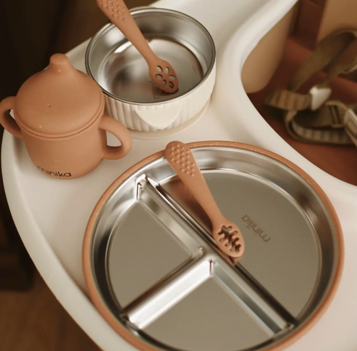 Baby Gear - Minika STAINLESS PLATE, divided with silicone suction rim!